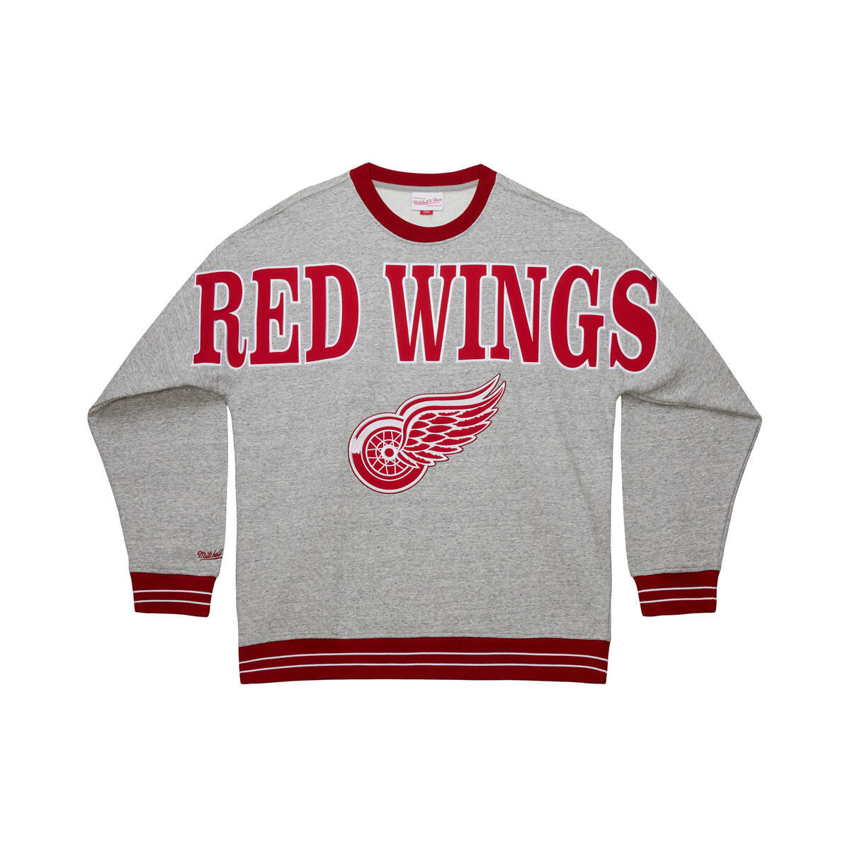 NHL FULL FIELD SATIN FLEECE CREW CURRENT LOGO RED WINGS Grey Heather FC9301-DRWGYHT - Image 1