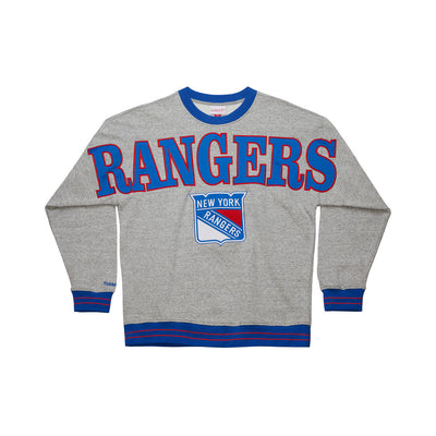 NHL FULL FIELD SATIN FLEECE CREW CURRENT LOGO RANGERS Grey Heather FC9301-NYAGYHT - Image 1