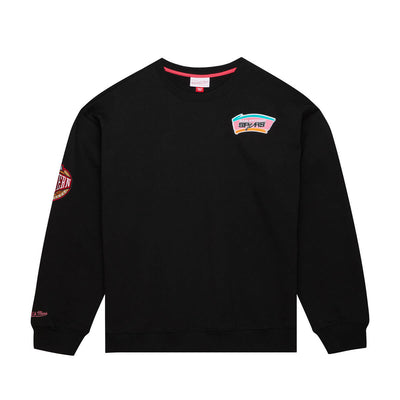 NBA TEAM FIRST SATIN FLEECE CREW SPURS - Black - Image 1