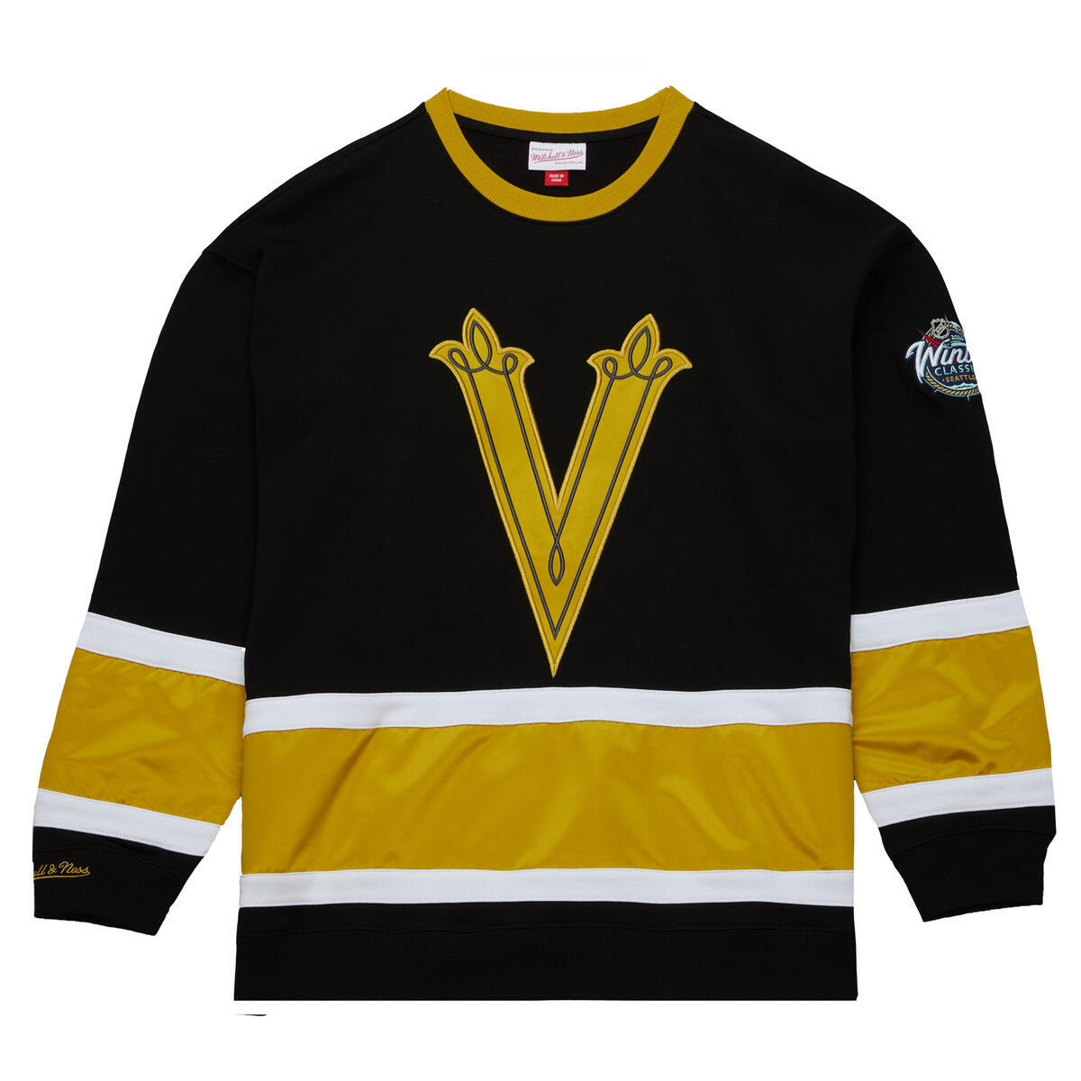 NHL SATIN INSERT FLEECE CREW CURRENT LOGO KNIGHTS Black-Gold FCPO6567-VGKYYPPPBKGD - Image 1