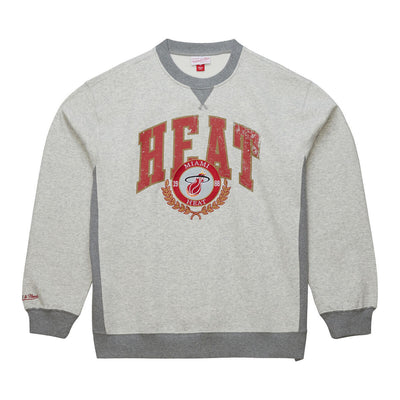 NBA PREMIUM FLEECE CREW VINTAGE LOGO HEAT Grey Heather FCPO6603-MHEYYPPPGYHT - Image 1