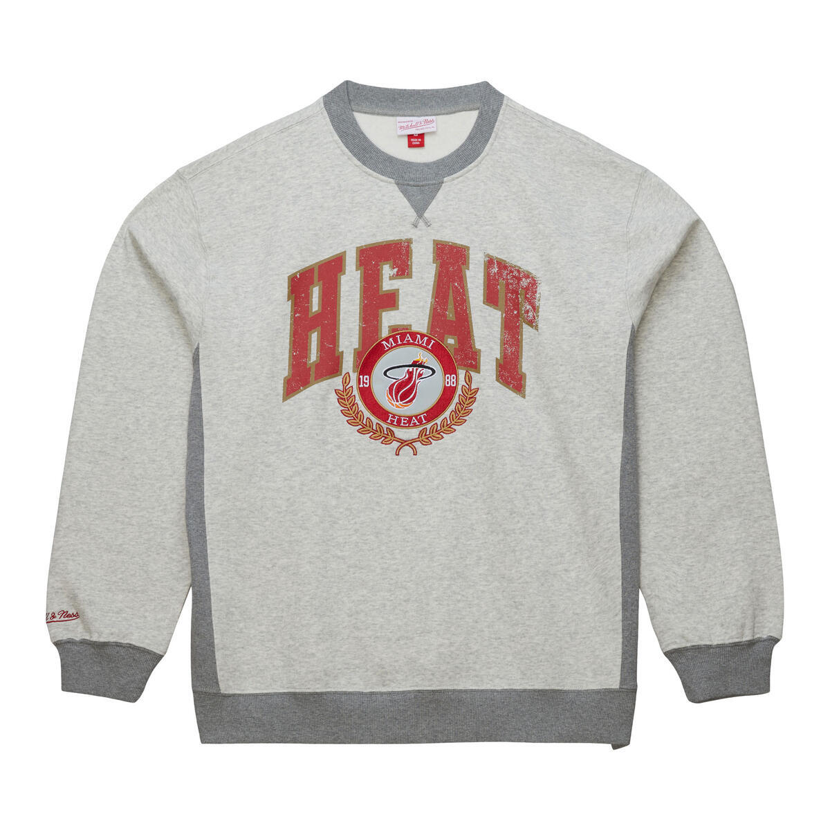 NBA PREMIUM FLEECE CREW VINTAGE LOGO HEAT Grey Heather FCPO6603-MHEYYPPPGYHT - Image 1