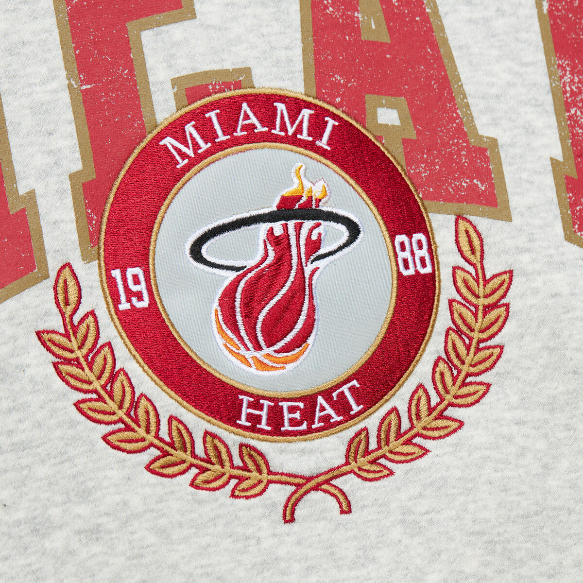 NBA PREMIUM FLEECE CREW VINTAGE LOGO HEAT Grey Heather FCPO6603-MHEYYPPPGYHT - Image 3