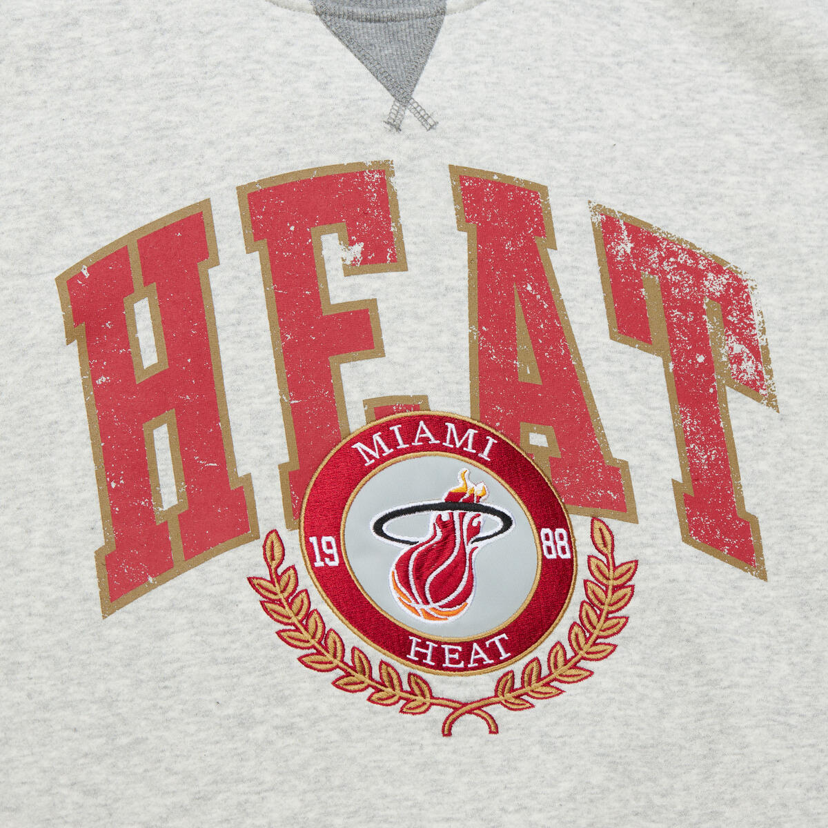 NBA PREMIUM FLEECE CREW VINTAGE LOGO HEAT Grey Heather FCPO6603-MHEYYPPPGYHT - Image 4