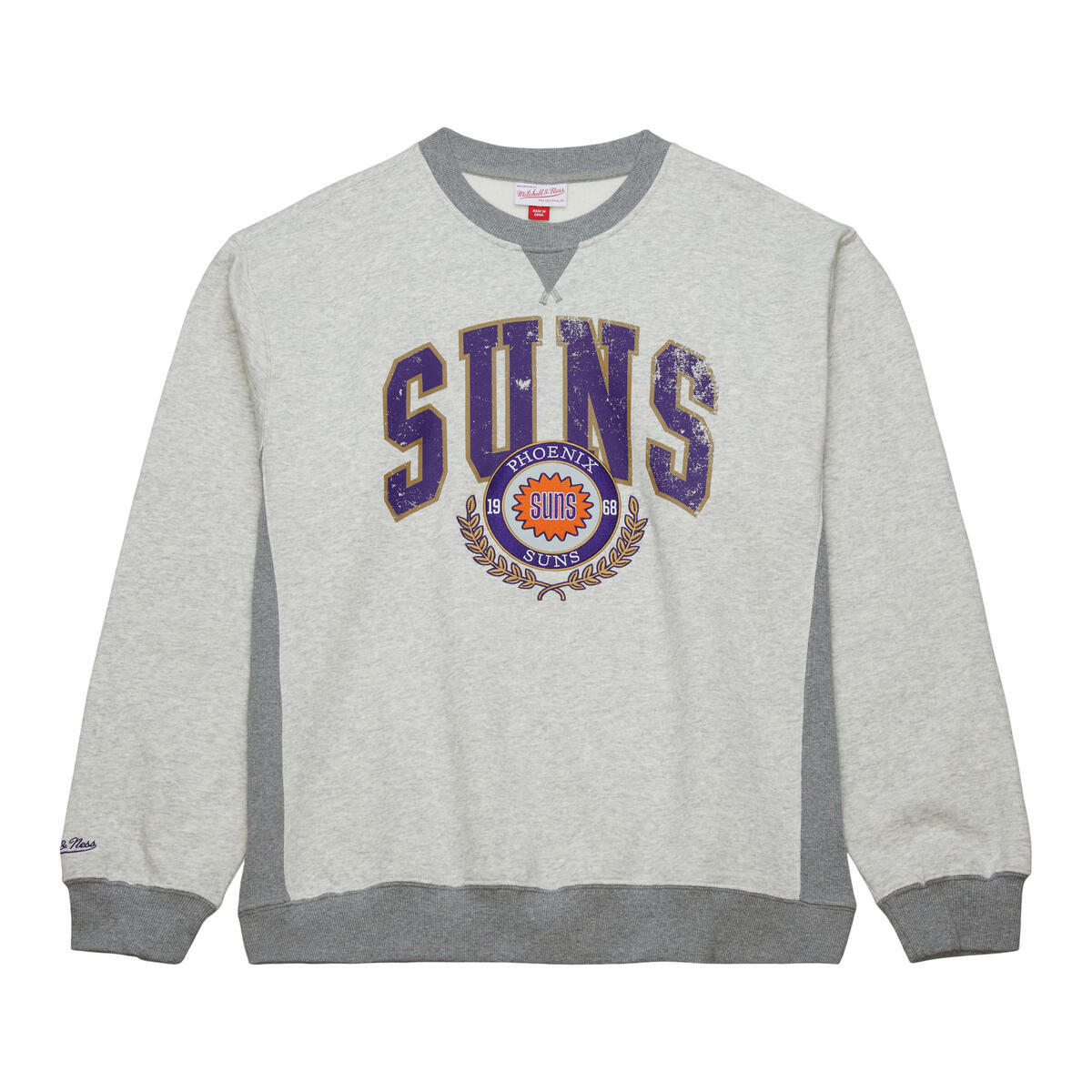 NBA PREMIUM FLEECE CREW VINTAGE LOGO SUNS Grey Heather FCPO6603-PSUYYPPPGYHT - Image 1