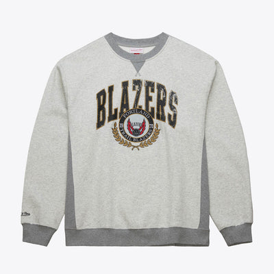NBA PREMIUM FLEECE CREW VINTAGE LOGO TRAIL BLAZERS Grey Heather FCPO6603-PTBYYPPPGYHT - Image 1