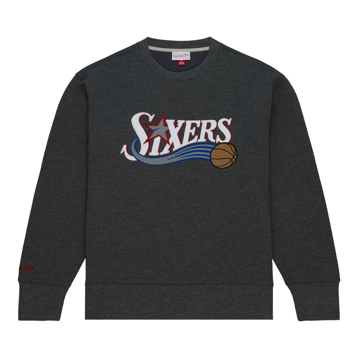 NBA PLAYOFF WIN 2.0 CREW VINTAGE 76ERS Black Heather FCPO6736-P76YYPPPBKHT - Image 1
