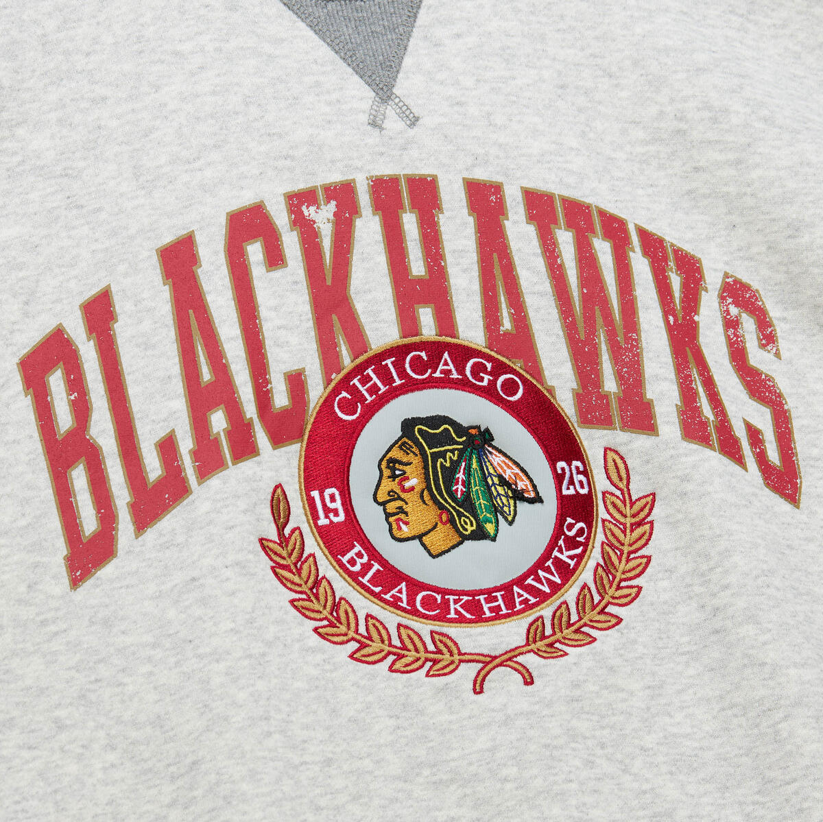 NHL PREMIUM FLEECE CREW CURRENT LOGO BLACKHAWKS Grey Heather FCPO7203-CBHYYPPPGYHT - Image 3