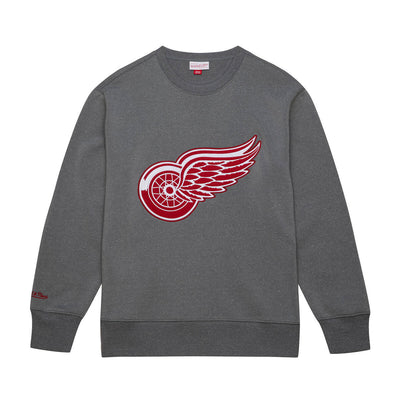 NHL SNOW WASHED FLEECE CREW CURRENT LOGO RED WINGS Grey Heather FCPO7541-DRWYYPPPGYHT - Image 1