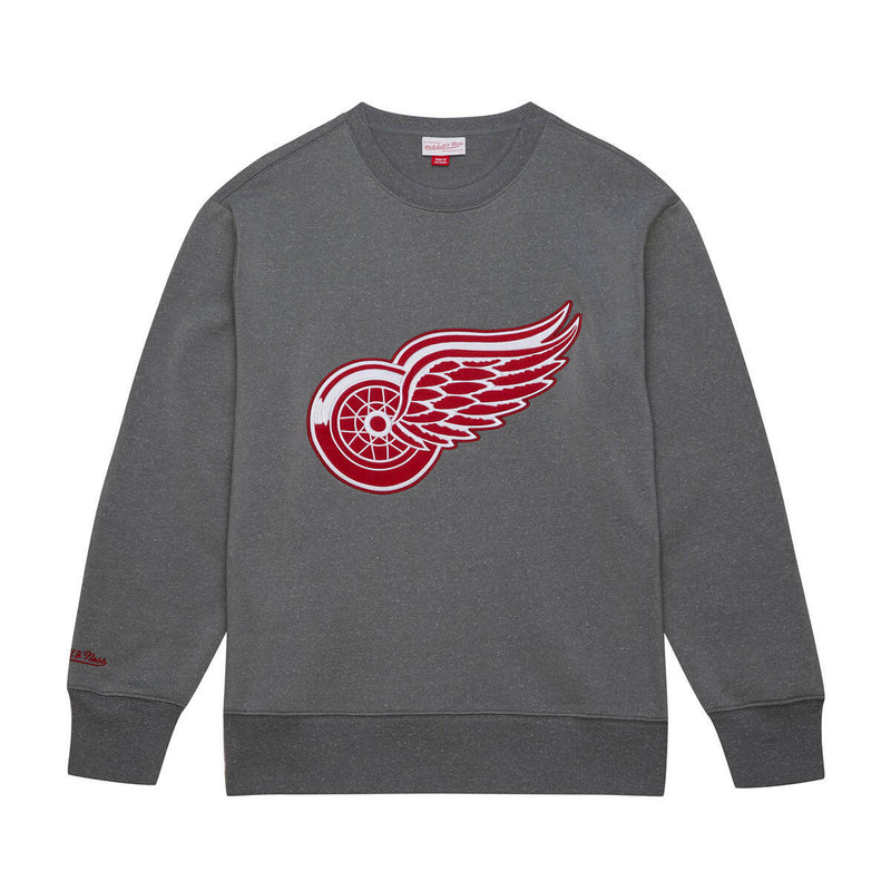 NHL SNOW WASHED FLEECE CREW CURRENT LOGO RED WINGS Grey Heather FCPO7541-DRWYYPPPGYHT - Image 1