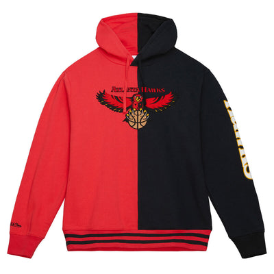 NBA SPLIT COLOR FLEECE HOOD HAWKS - Red-Black - Image 1