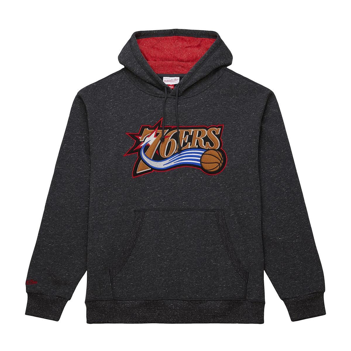 NBA SNOW WASHED FLEECE HOODIE 76ERS Black FPHD6598-P76YYPPPBLCK - Image 1
