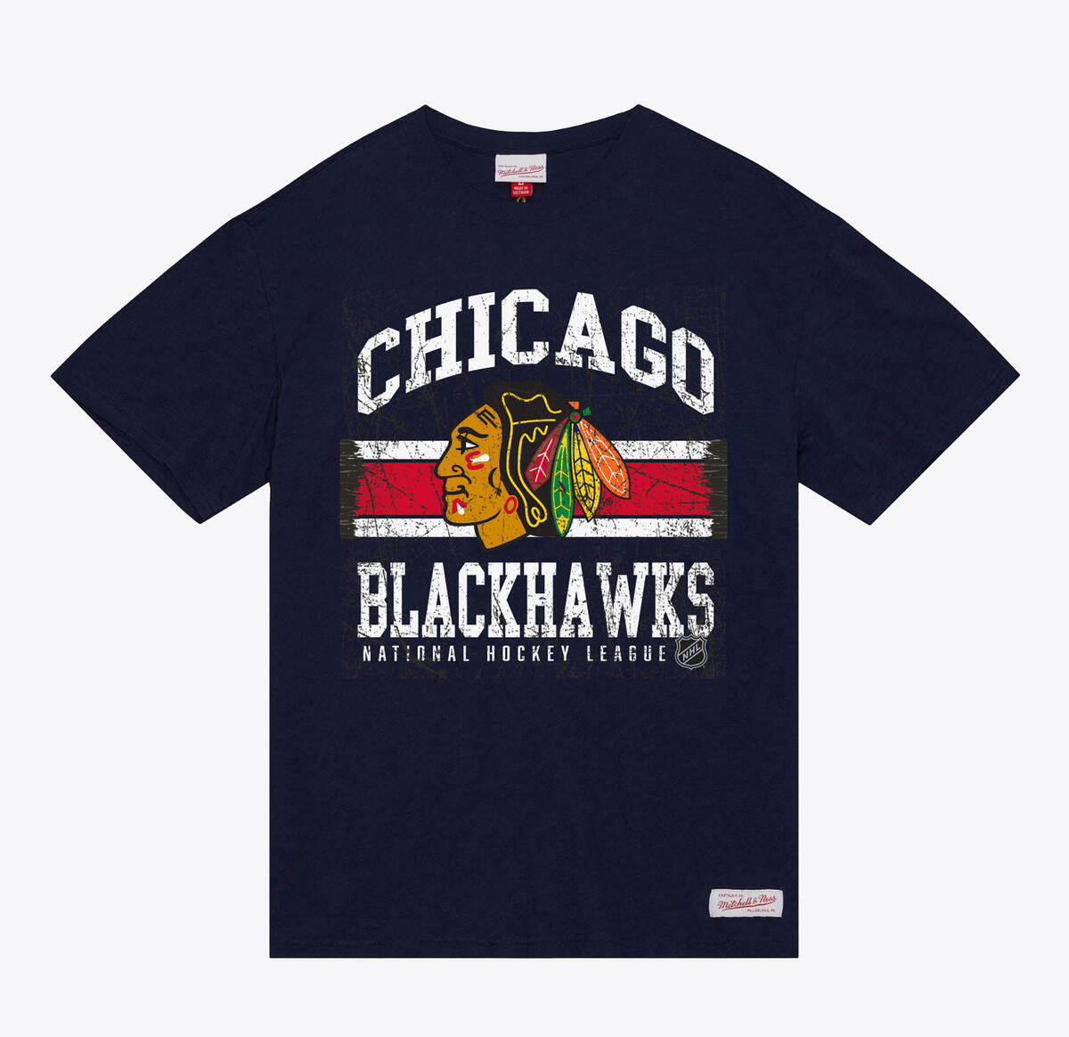 NHL STRIPED LOGO LOCKUP SLUB SS TEE BLACKHAWKS - Black - Image 1