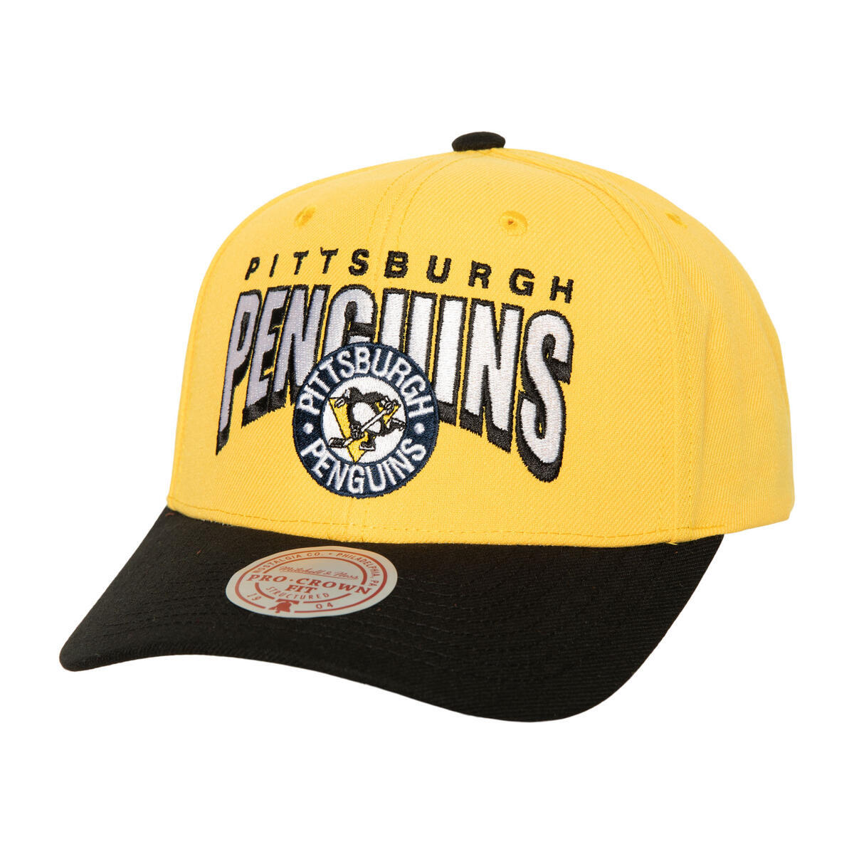 NHL BOOM TEXT PRO SNAPBACK VNTG PENGUINS Yellow HHSS6643-PPEYYPPPYELL - Image 1