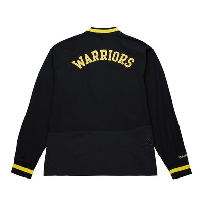 NBA MESH BLOCK COACHES JACKET WARRIORS Black JK10110-GSWBLCK - Image 2