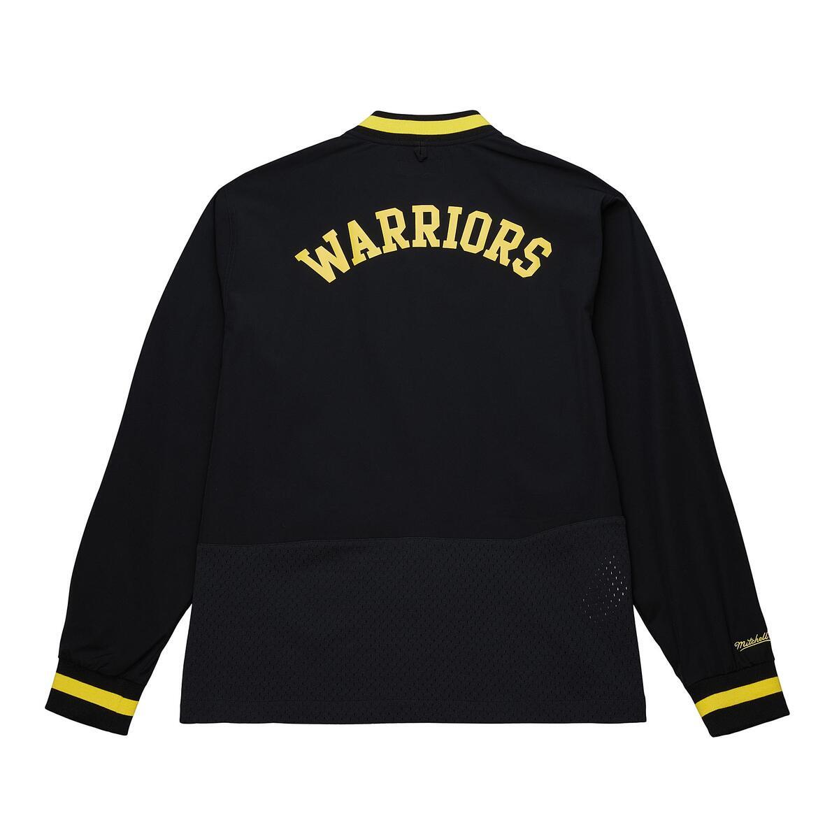 NBA MESH BLOCK COACHES JACKET WARRIORS Black JK10110-GSWBLCK - Image 2