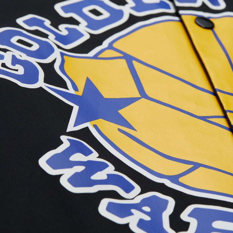 NBA MESH BLOCK COACHES JACKET WARRIORS Black JK10110-GSWBLCK - Image 3