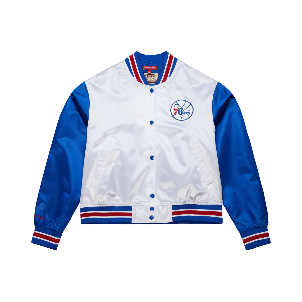 NBA WOMEN'S CROP SATIN JACKET 76ERS - White - Image 1