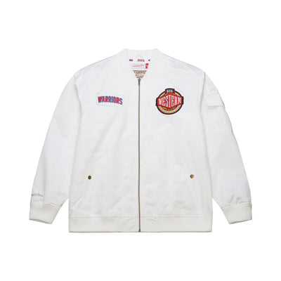NBA TEAM LEADER SATIN BOMBER HWC EDITION VINTAGE LOGO WARRIORS - White - Image 1
