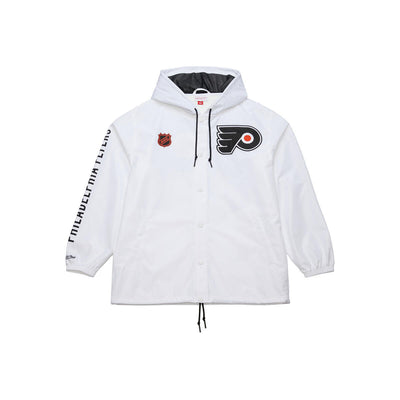 NHL HOODED COACHES JACKET CURRENT LOGO FLYERS White JK10781-PFLWHIT - Image 1