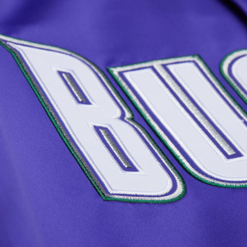 NBA PLAYMAKER LIGHTWEIGHT SATIN JACKET VINTAGE LOGO BUCKS REGAL PURPLE JK11147-MBURGPR - Image 3