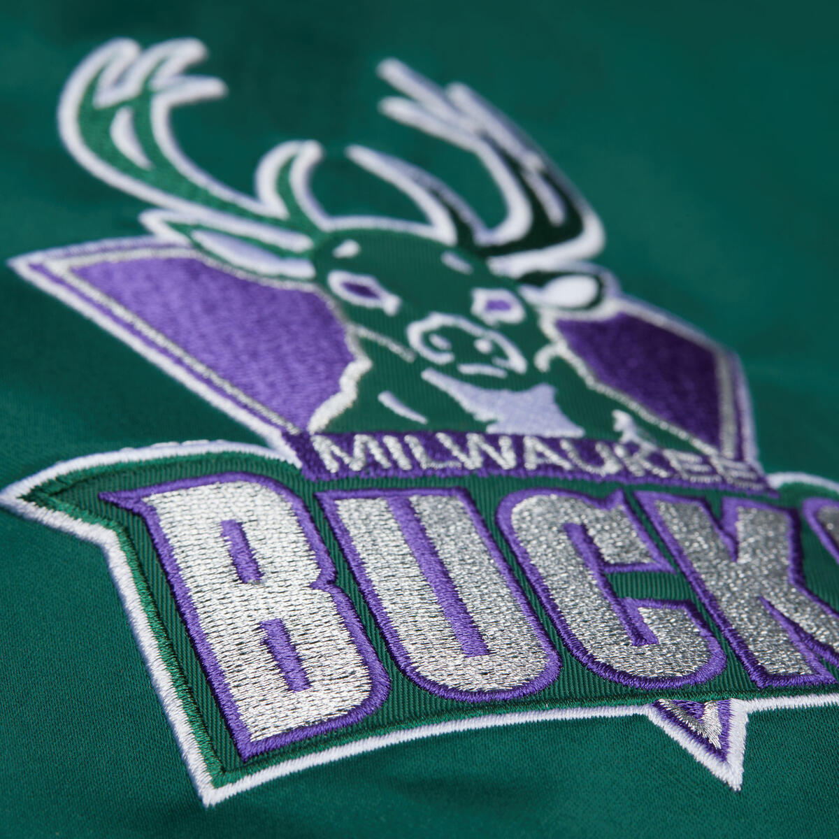 NBA PLAYMAKER LIGHTWEIGHT SATIN JACKET VINTAGE LOGO BUCKS REGAL PURPLE JK11147-MBURGPR - Image 4