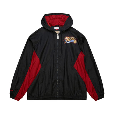 NBA PLAYMAKER FULL ZIP WINDBREAKER VINTAGE LOGO 76ERS Black JK11149-P76BLCK - Image 3