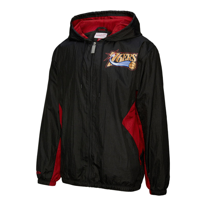 NBA PLAYMAKER FULL ZIP WINDBREAKER VINTAGE LOGO 76ERS Black JK11149-P76BLCK - Image 4