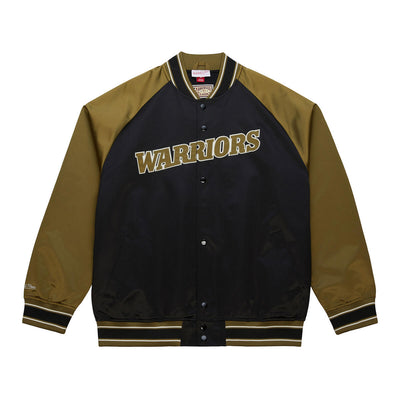NBA DOUBLE CLUTCH LW SATIN JACKET GOLDEN STATE WARRIORS - OLIVE-BLACK - Image 1