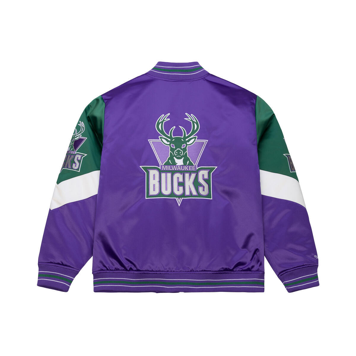NBA THROW IT BACK HEAVYWEIGHT SATIN JACKET VINTAGE BUCKS - Image 2