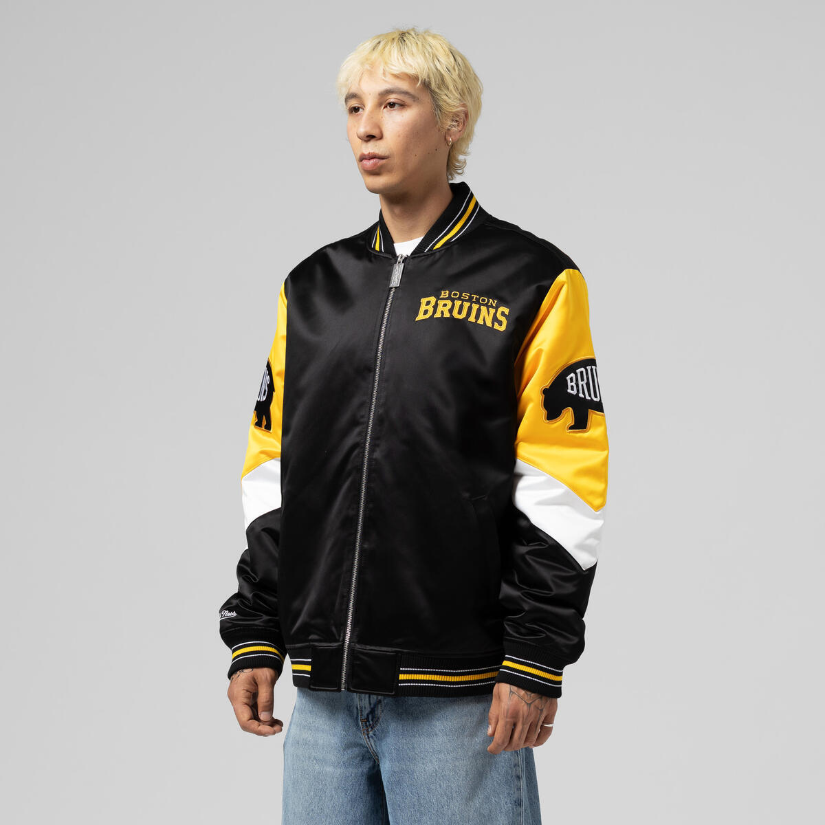 NHL THROW IT BACK HEAVYWEIGHT SATIN JACKET CURRENT BRUINS - Image 10