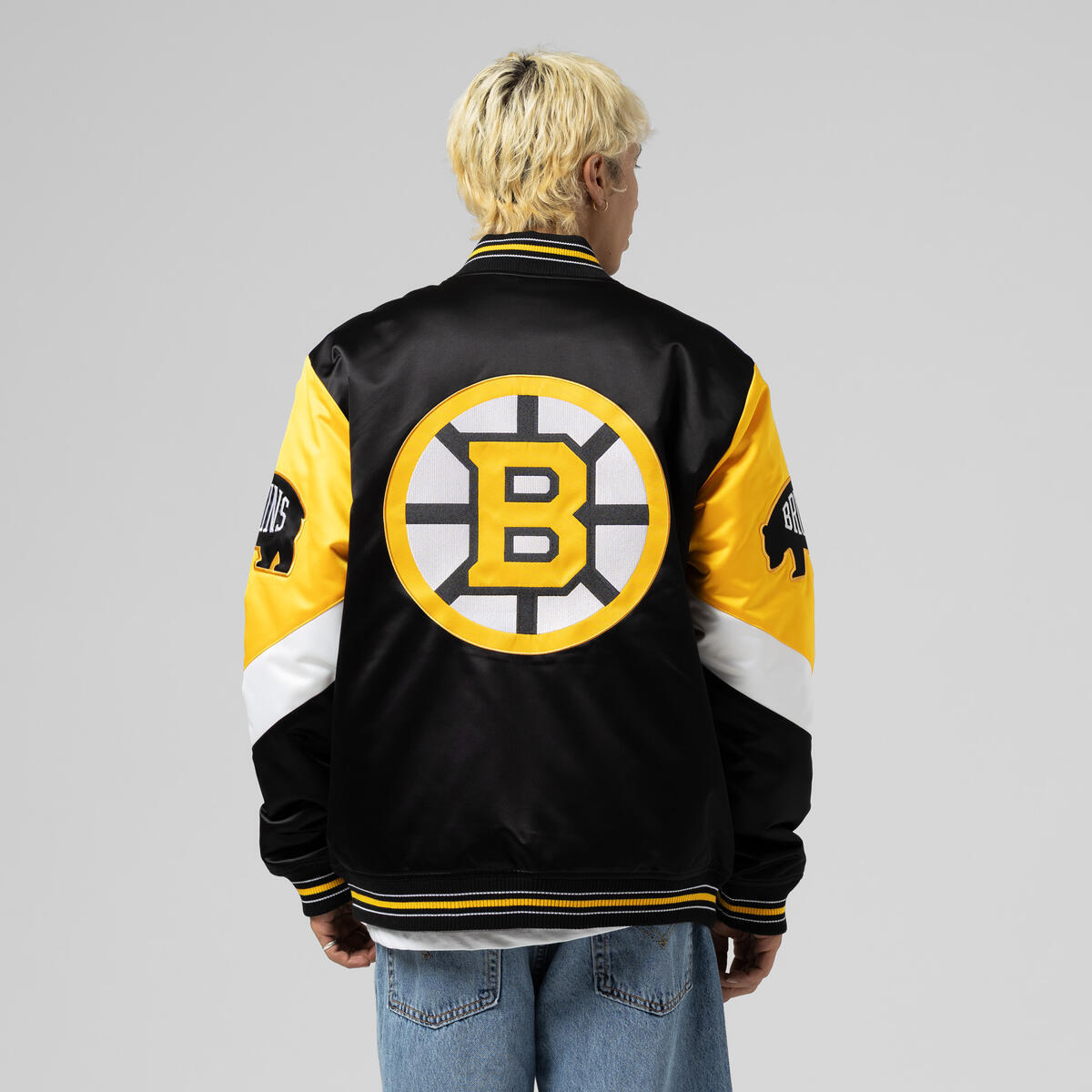 NHL THROW IT BACK HEAVYWEIGHT SATIN JACKET CURRENT BRUINS - Image 11