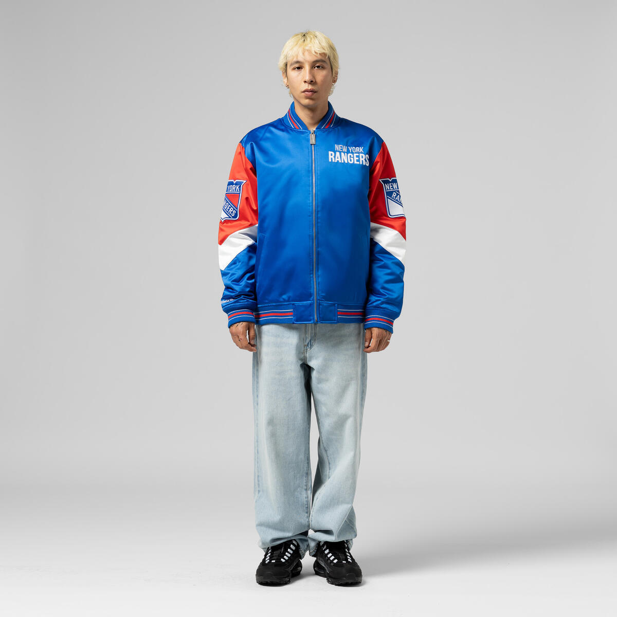 NHL THROW IT BACK HEAVYWEIGHT SATIN JACKET CURRENT RANGERS - Image 8