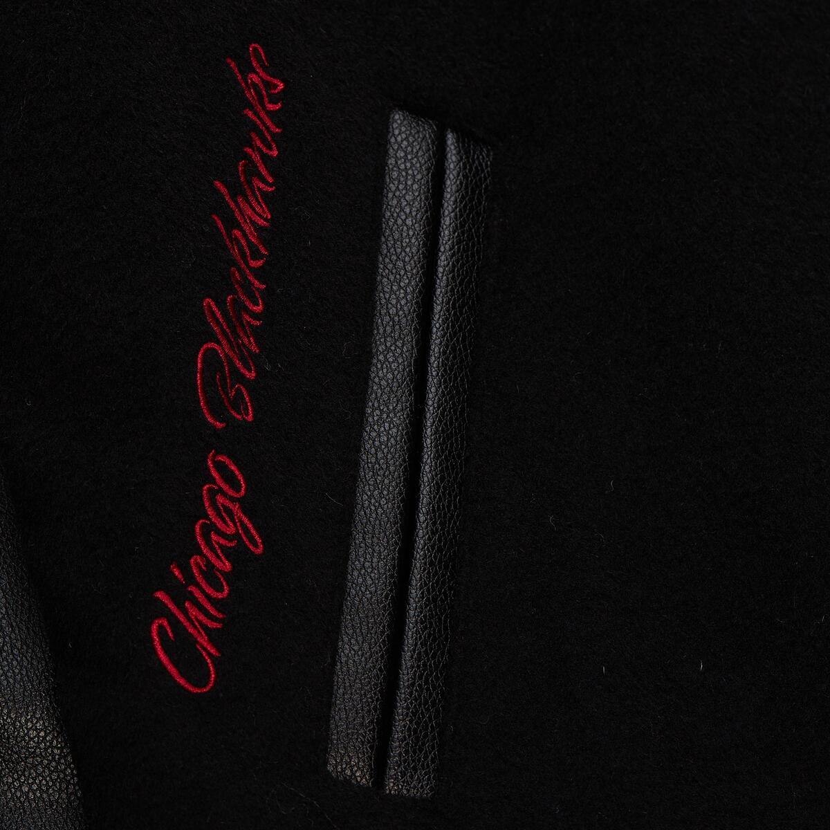 NHL BLACK OUT COLLECTION VARSITY JACKET CURRENT LOGO BLACKHAWKS Black JK11349-CBHBLCK - Image 3