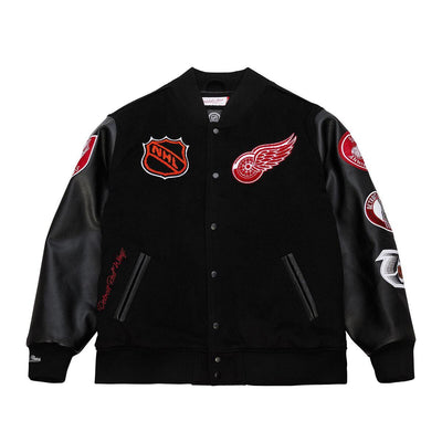 NHL BLACK OUT COLLECTION VARSITY JACKET CURRENT LOGO RED WINGS Black JK11349-DRWBLCK - Image 1