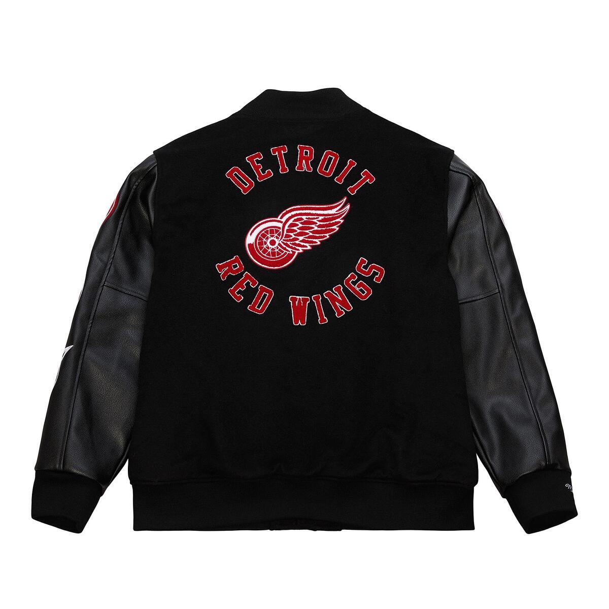 NHL BLACK OUT COLLECTION VARSITY JACKET CURRENT LOGO RED WINGS Black JK11349-DRWBLCK - Image 2