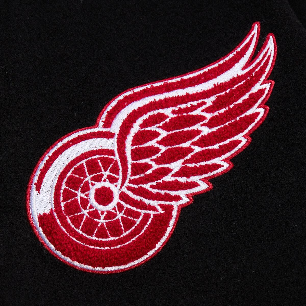 NHL BLACK OUT COLLECTION VARSITY JACKET CURRENT LOGO RED WINGS Black JK11349-DRWBLCK - Image 5