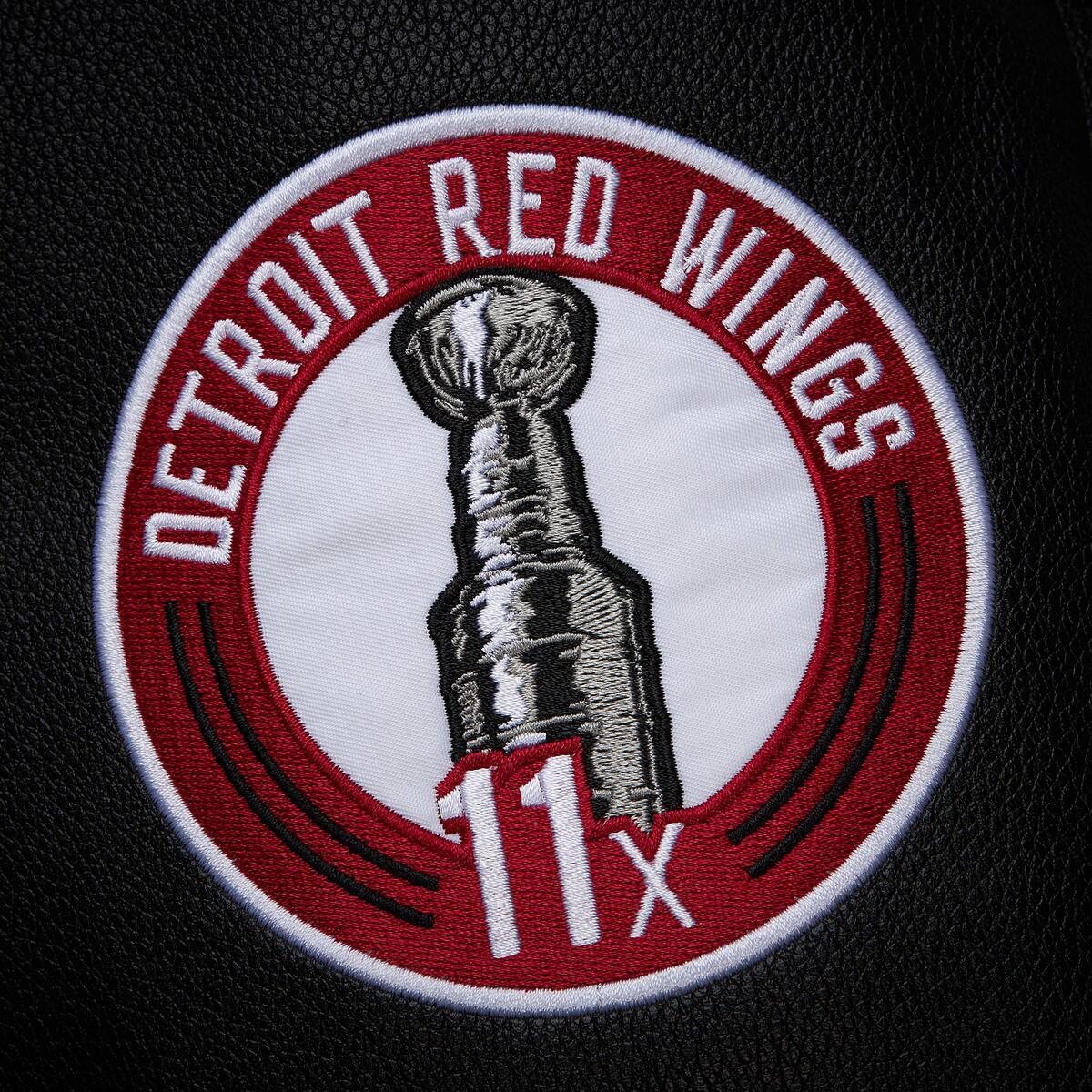 NHL BLACK OUT COLLECTION VARSITY JACKET CURRENT LOGO RED WINGS Black JK11349-DRWBLCK - Image 8