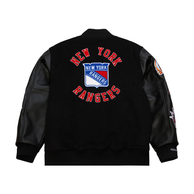 NHL BLACK OUT COLLECTION VARSITY JACKET CURRENTLOGO RANGERS Black JK11349-NYABLCK - Image 2