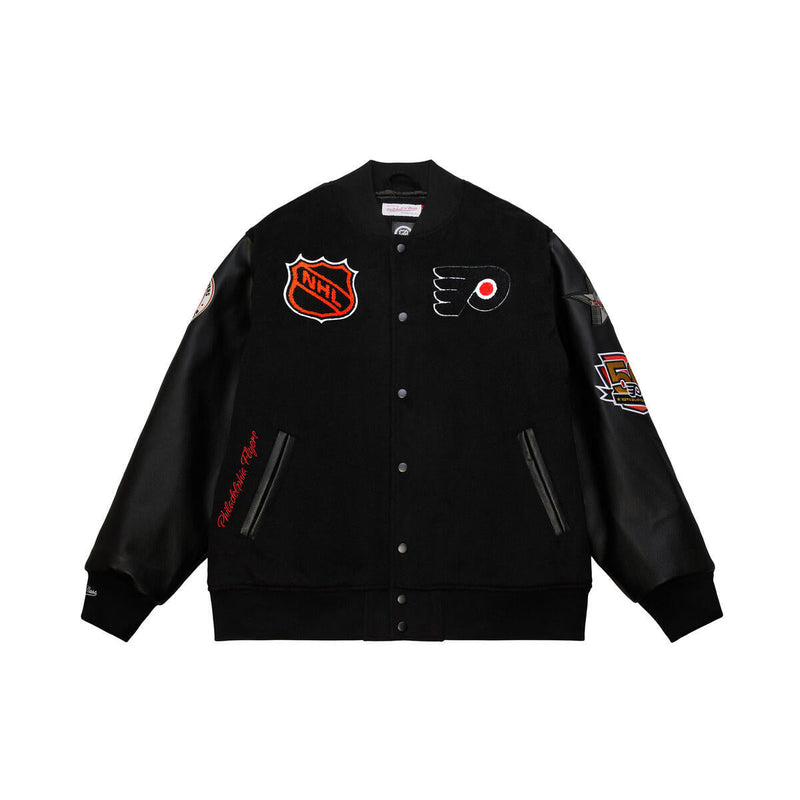 NHL BLACK OUT COLLECTION VARSITY JACKET CURRENT LOGO FLYERS Black JK11349-PFLBLCK - Image 1