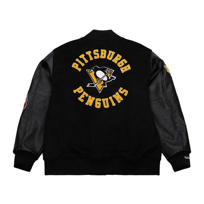 NHL BLACK OUT COLLECTION VARSITY JACKET CURRENT LOGO PENGUINS Black JK11349-PPEBLCK - Image 2