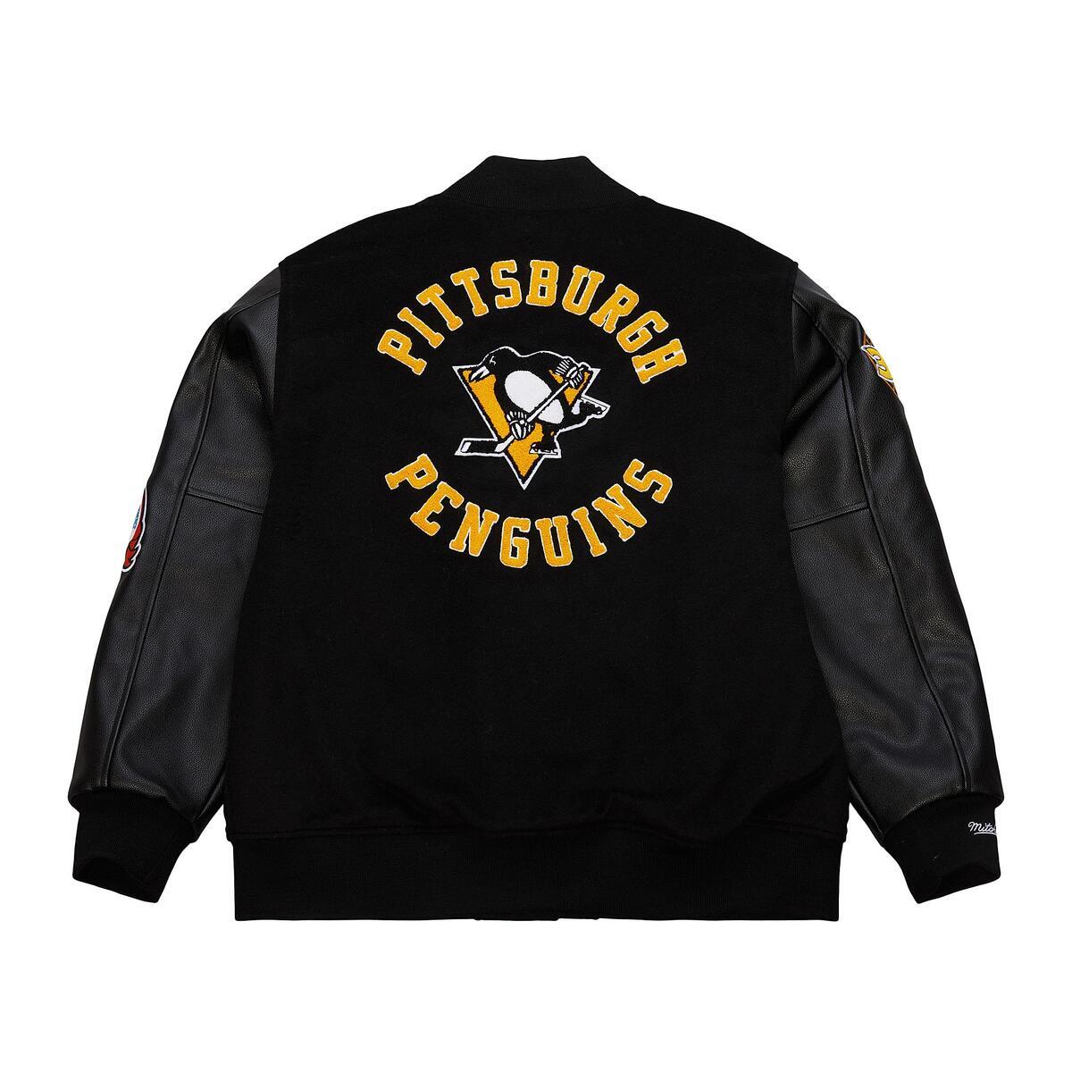 NHL BLACK OUT COLLECTION VARSITY JACKET CURRENT LOGO PENGUINS Black JK11349-PPEBLCK - Image 2
