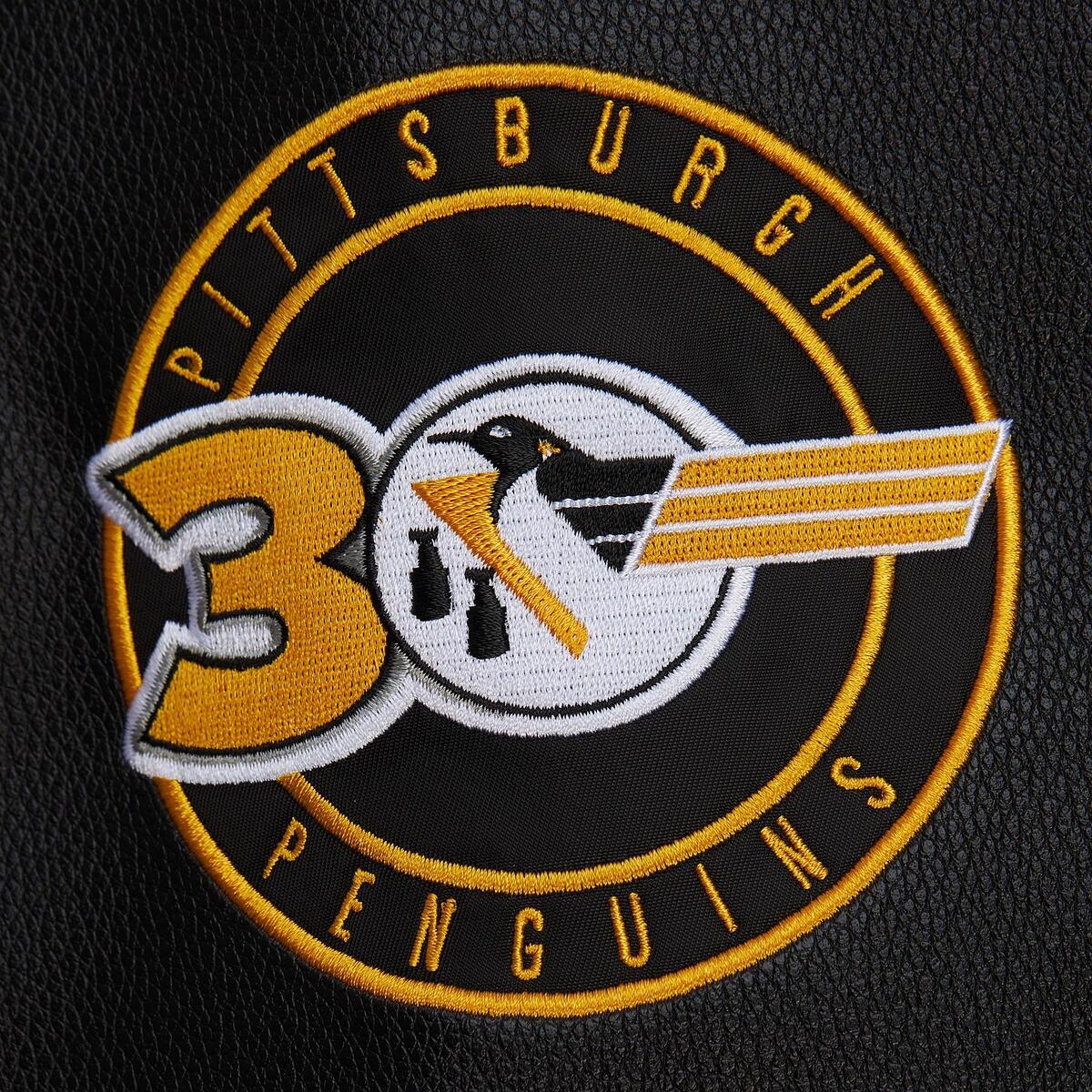 NHL BLACK OUT COLLECTION VARSITY JACKET CURRENT LOGO PENGUINS Black JK11349-PPEBLCK - Image 7