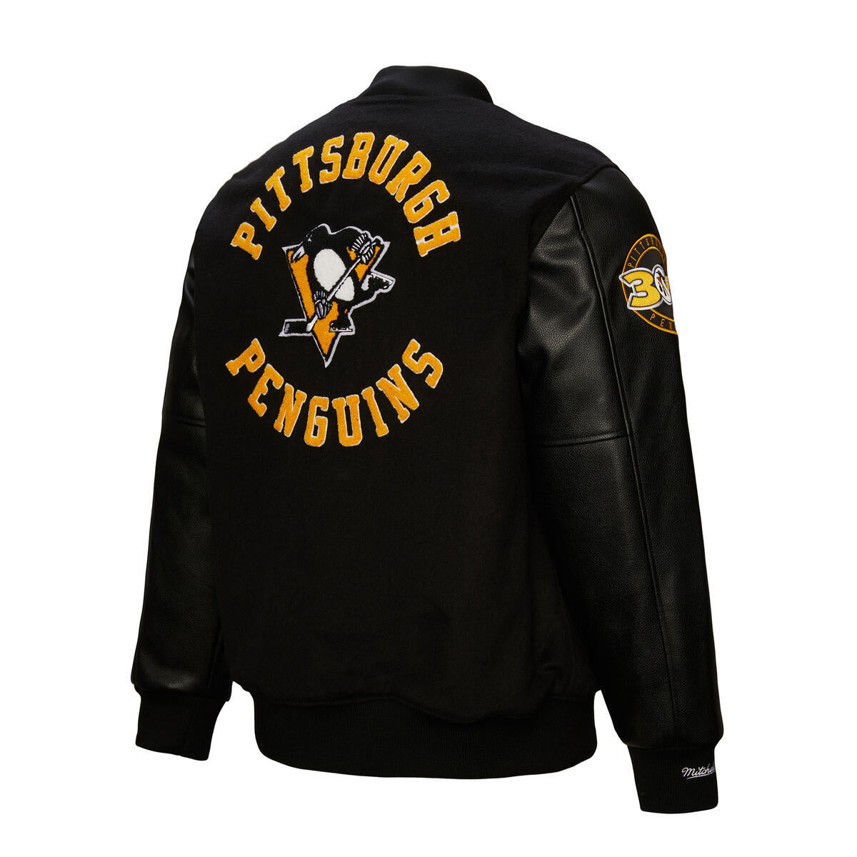 NHL BLACK OUT COLLECTION VARSITY JACKET CURRENT LOGO PENGUINS Black JK11349-PPEBLCK - Image 10