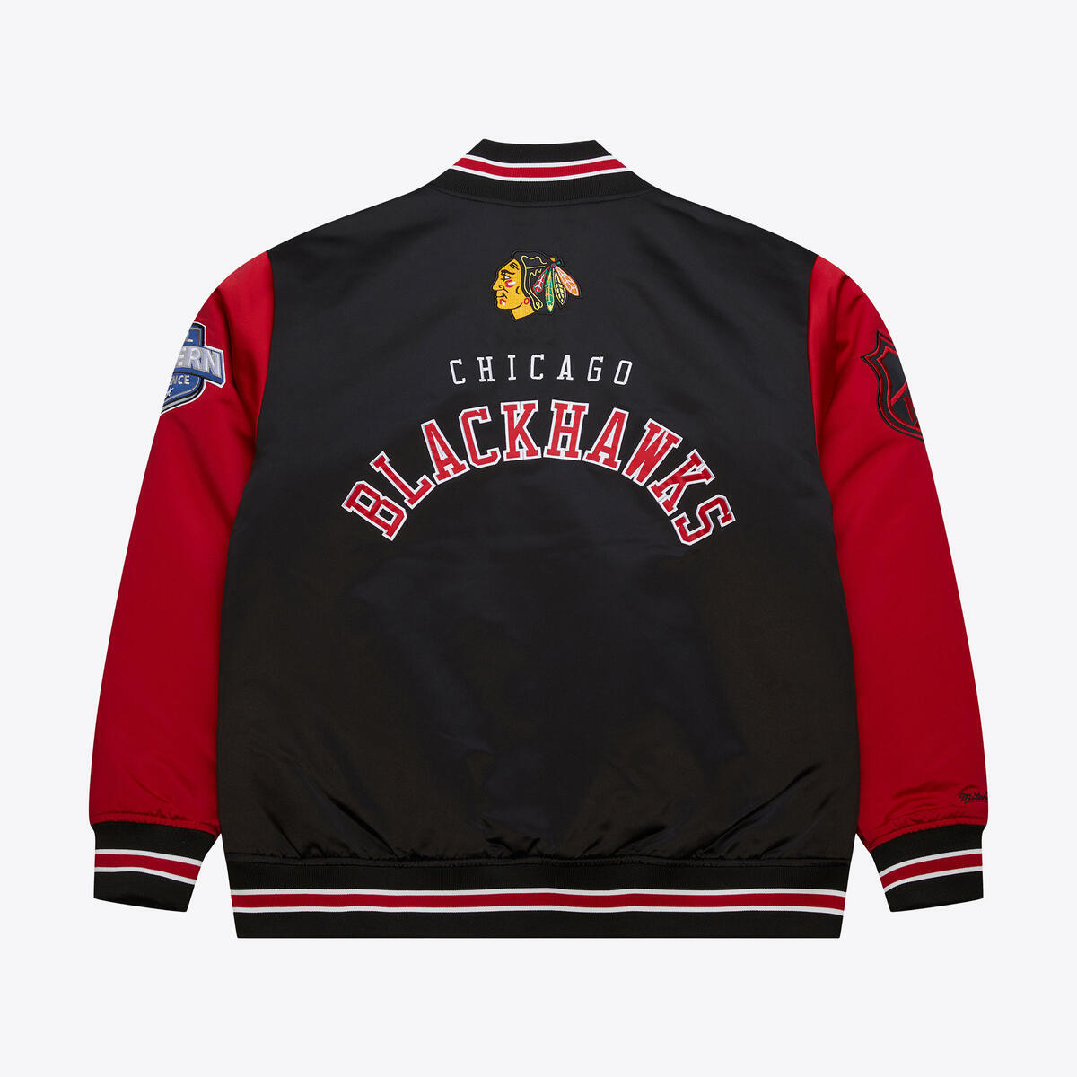 NHL PRIMETIME HEAVYWEIGHT SATIN JACKET CURRENT LOGO BLACKHAWKS Black JK8077-CBHBLCK - Image 2