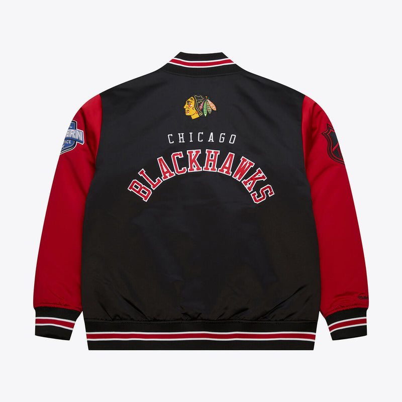 NHL PRIMETIME HEAVYWEIGHT SATIN JACKET CURRENT LOGO BLACKHAWKS Black JK8077-CBHBLCK - Image 2