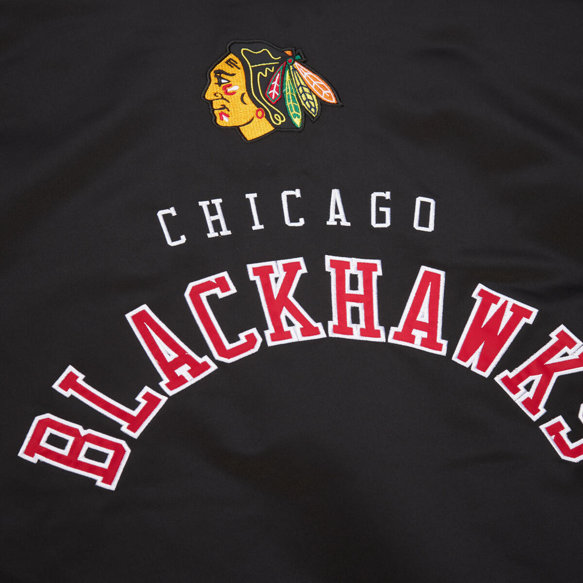 NHL PRIMETIME HEAVYWEIGHT SATIN JACKET CURRENT LOGO BLACKHAWKS Black JK8077-CBHBLCK - Image 6