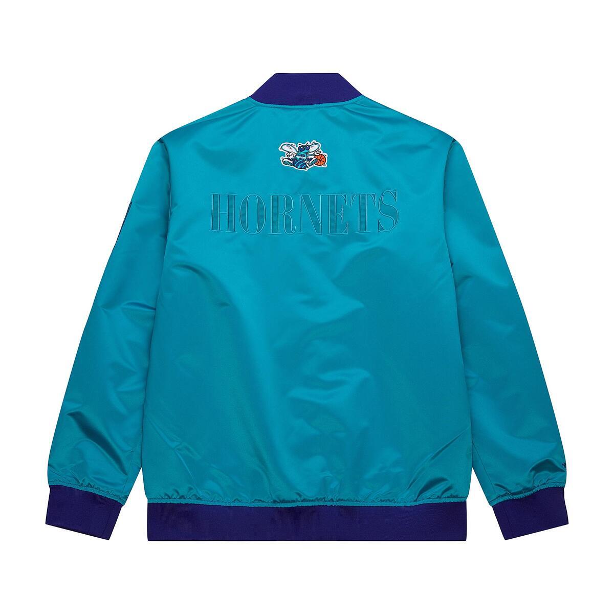 NBA TEAM OG 3.0 LIGHTWEIGHT SATIN JACKET VINTAGE LOGO HORNETS Hornets Blue JK8087-CHOHRBL - Image 2