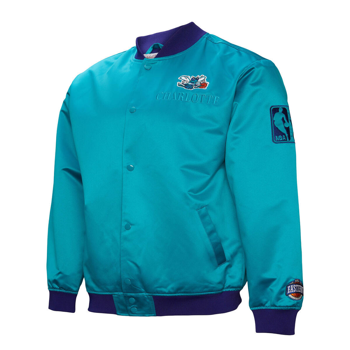 NBA TEAM OG 3.0 LIGHTWEIGHT SATIN JACKET VINTAGE LOGO HORNETS Hornets Blue JK8087-CHOHRBL - Image 8