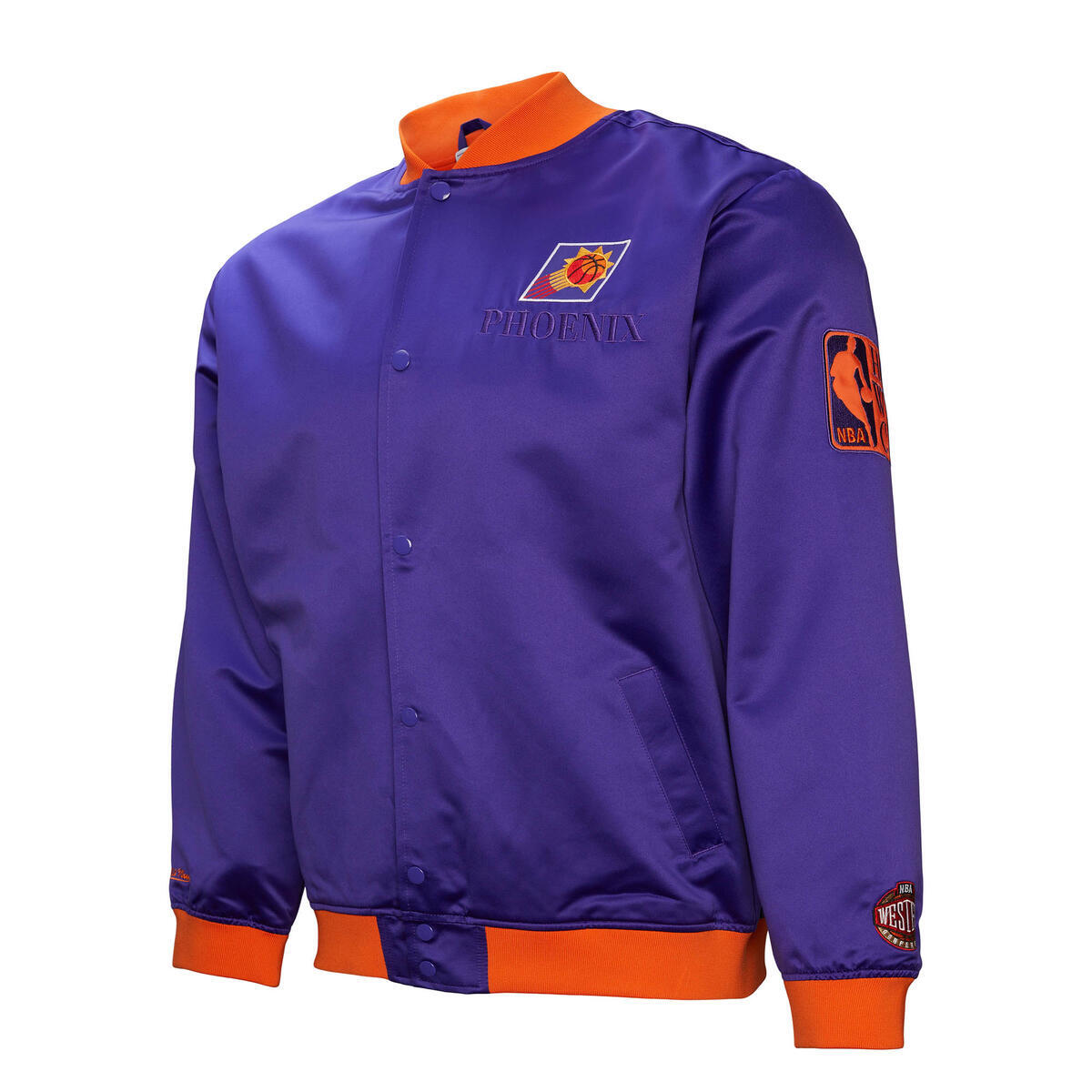 NBA TEAM OG 3.0 LIGHTWEIGHT SATIN JACKET VINTAGE LOGO SUNS REGAL PURPLE JK8087-PSURGPR - Image 8